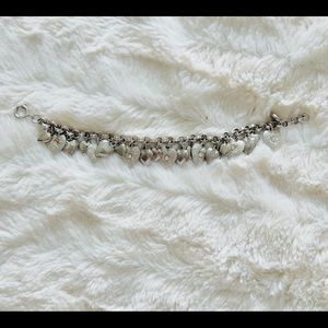 Beautiful Vintage silver bracelet with hearts charms